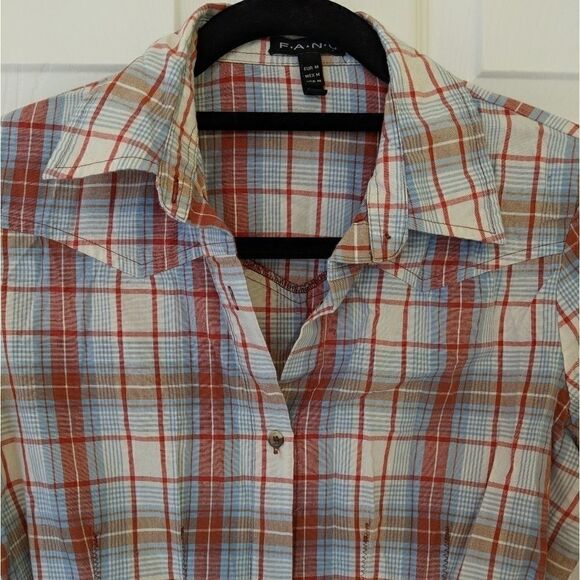 Fang Plaid Long with Tie and 3/4 sleeve Medium - Picture 6 of 6